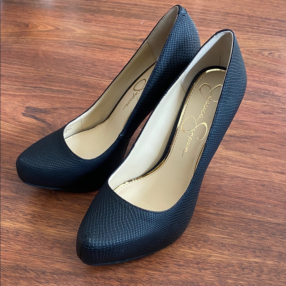 New Jessica Simpson Black Rumba Snake Heels - Picture 2 of 6